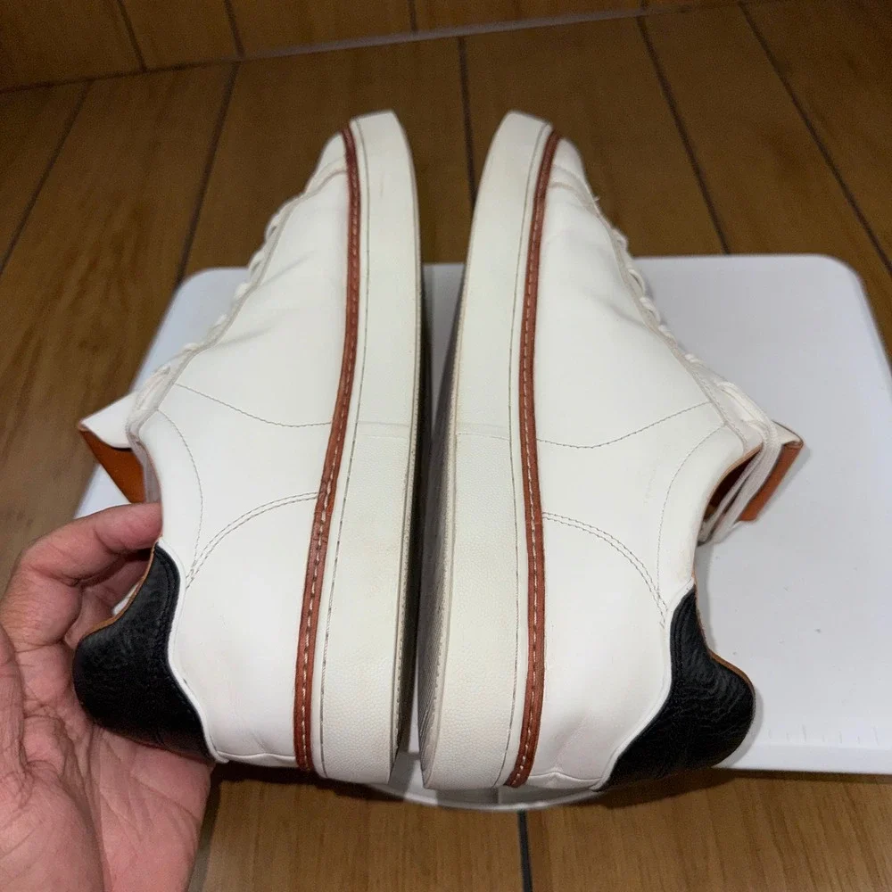 Allen Edmonds Alpha Mens White Leather Low Top Sneakers 4639 Size 14 D